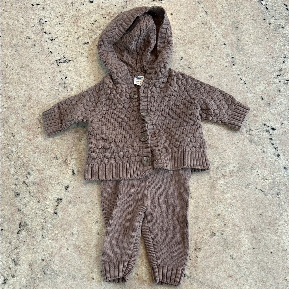 Old Navy Taupe Knit Baby Hoodie